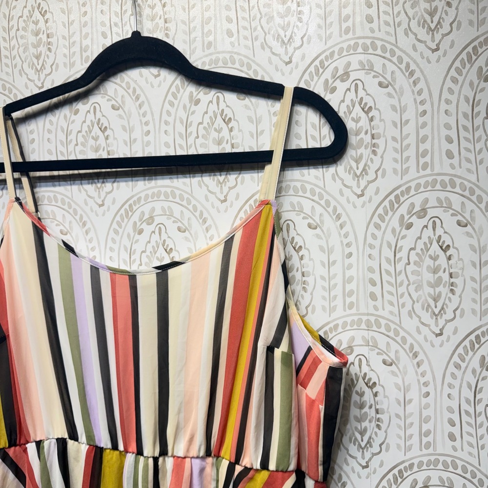 Torrid Chiffon Midi Dress Womens 2 2X Multicolor Stripe Pleated Sleeveless New - Picture 3 of 7